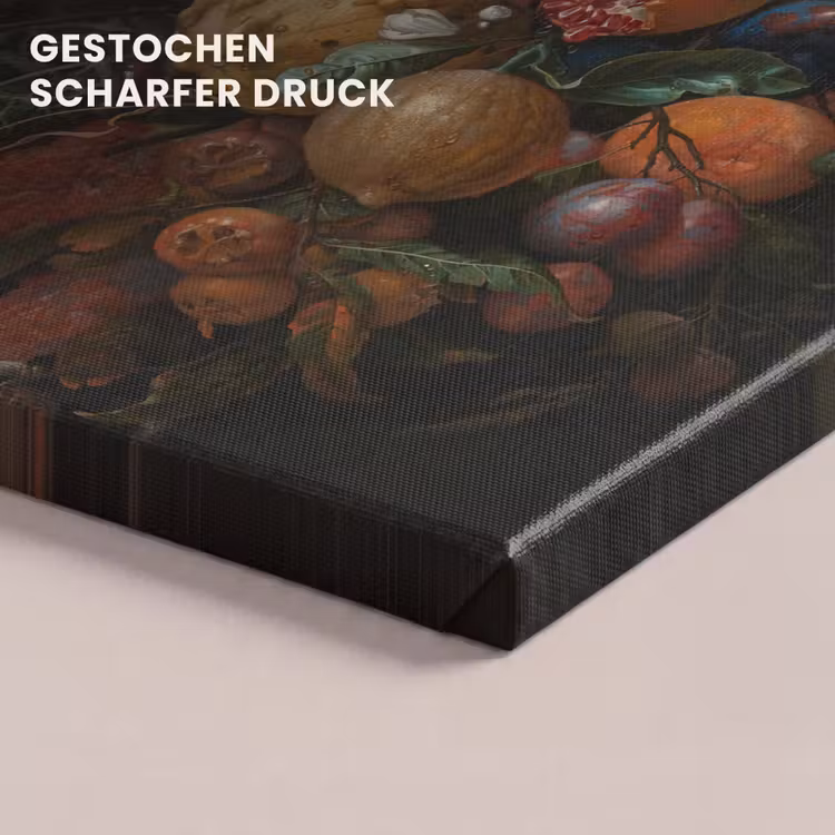 Festoen van vruchten en bloemen - Schilderij van Jan Davidsz. de Heem canvas 2cm klein -closeup_print_DE