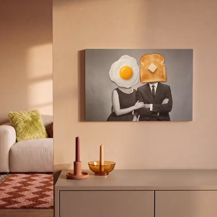 Ontbijt - Koppel - Ei - Brood canvas 2cm klein -sfeer1