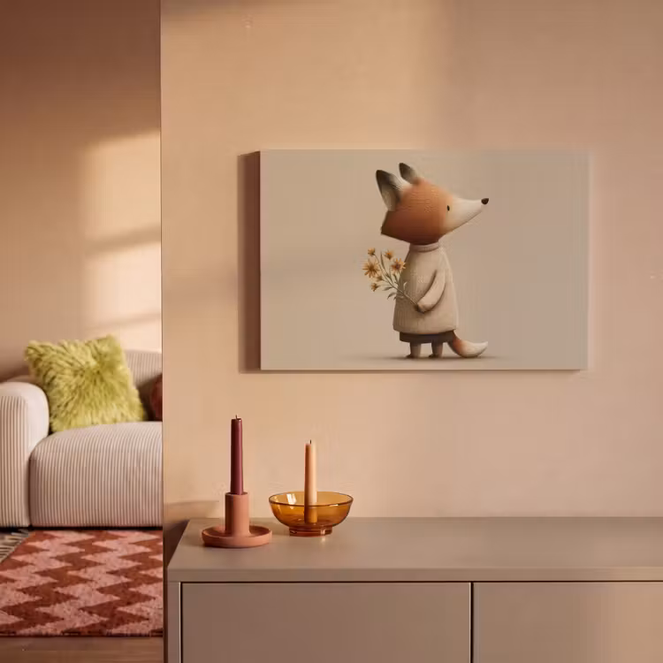 Vos - Gele bloemen - Minimalistisch canvas 2cm klein -sfeer1
