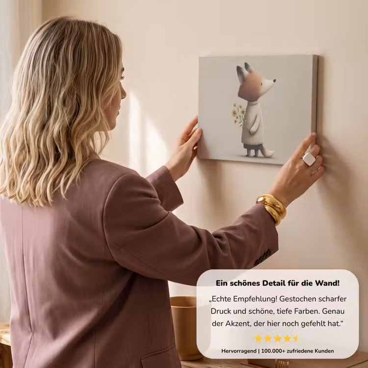 Vos - Gele bloemen - Minimalistisch canvas 2cm klein -sfeer3