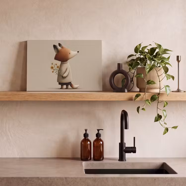 Vos - Gele bloemen - Minimalistisch canvas 2cm klein -sfeer6