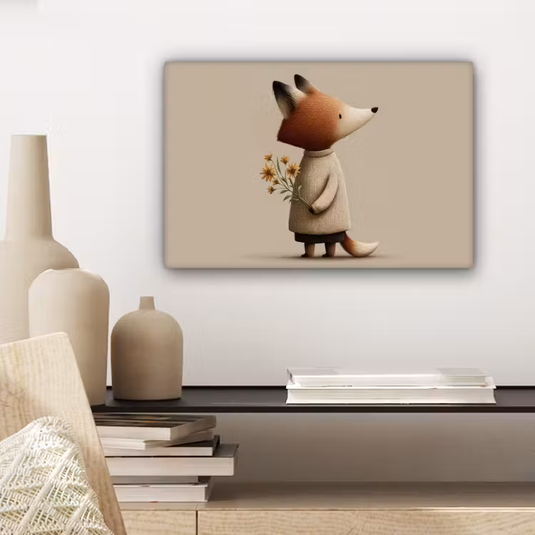 Vos - Gele bloemen - Minimalistisch canvas 2cm klein -closeup_print_DE