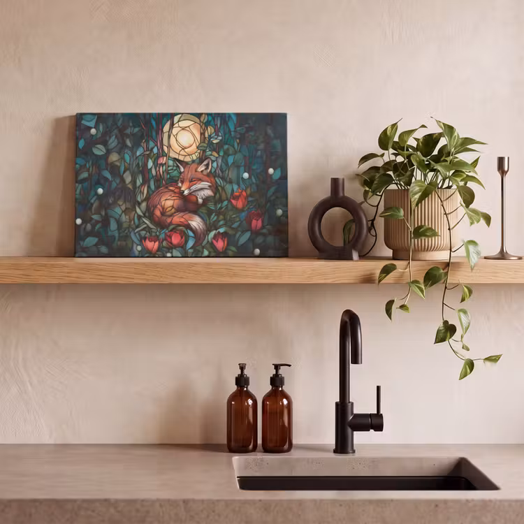 Vos - Mozaïek - Bos - Maan canvas 2cm klein -sfeer6