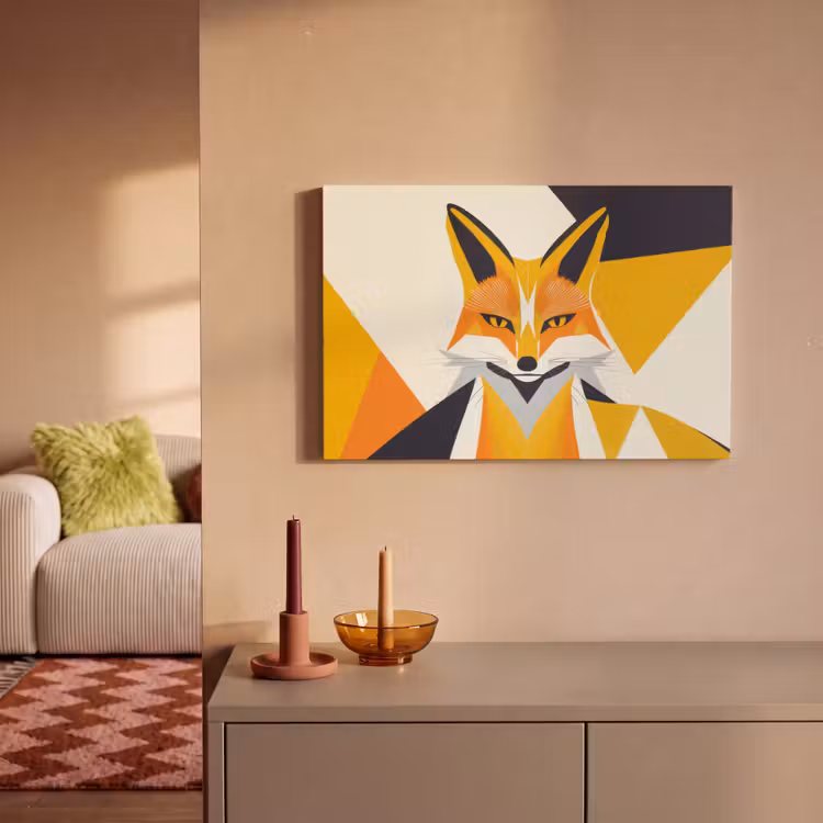 Vos - Oranje - Abstract - Driehoeken canvas 2cm klein -sfeer1