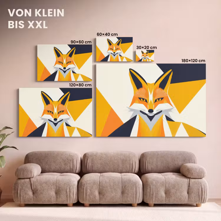 Vos - Oranje - Abstract - Driehoeken canvas 2cm klein -Xsfeer8_DE