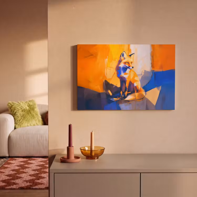 Vos - Oranje - Vormen - Abstract canvas 2cm klein -sfeer1