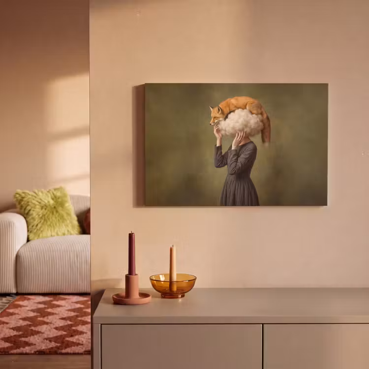 Vos - Surrealistisch - Groen canvas 2cm klein -sfeer1