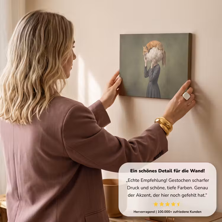 Vos - Surrealistisch - Groen canvas 2cm klein -sfeer3