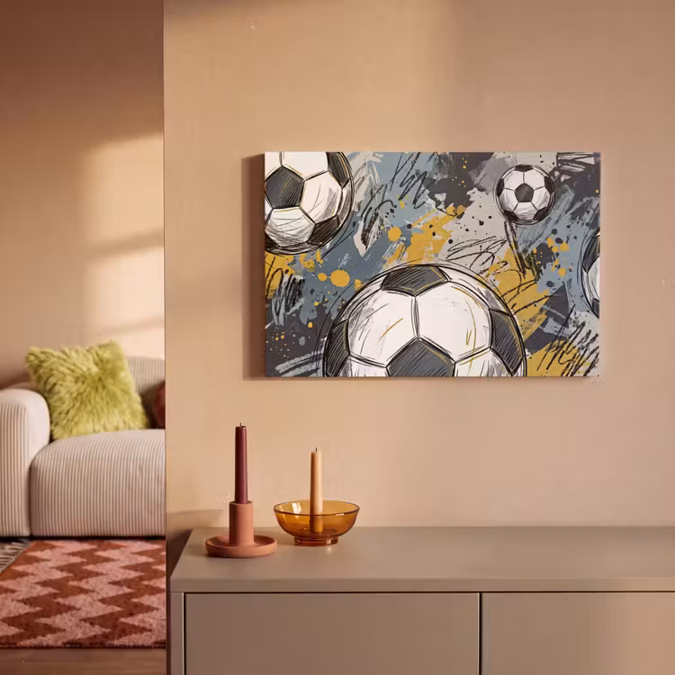 Voetbal - Abstract - Sport - Kleurrijk canvas 2cm klein -sfeer1