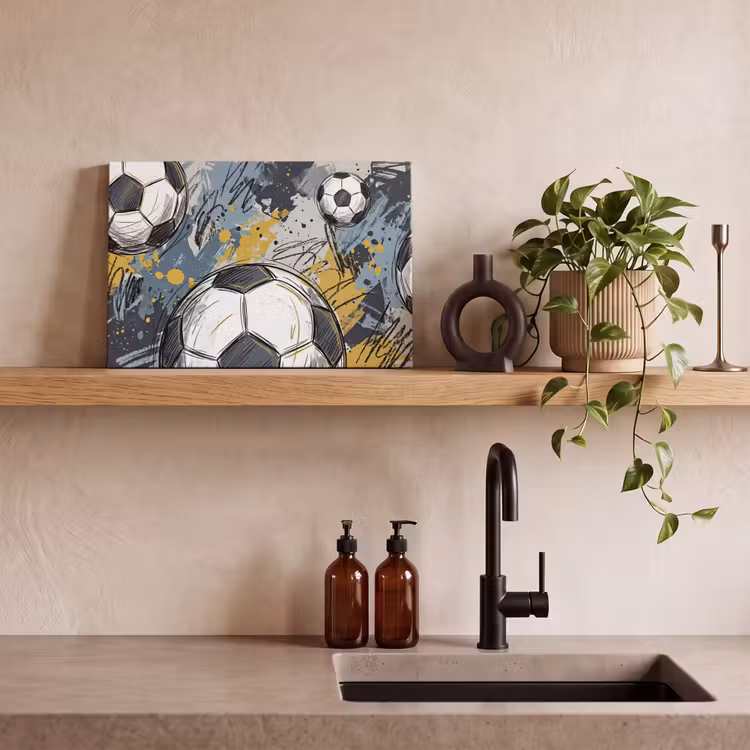 Voetbal - Abstract - Sport - Kleurrijk canvas 2cm klein -sfeer3