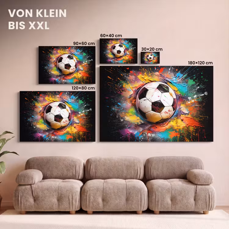 Voetbal - Verf - Kleuren - Zwart - Wit canvas 2cm klein -Xsfeer8_DE
