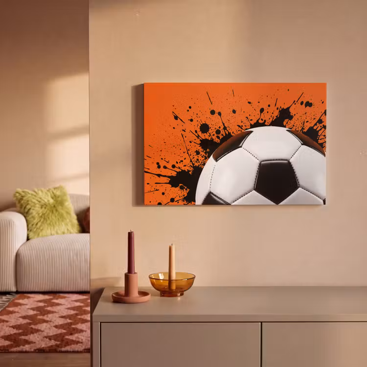 Voetbal - Verf - Sport - Oranje canvas 2cm klein -sfeer1