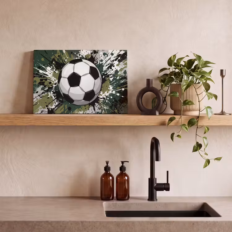 Voetbal - Verf - Spetters - Groen canvas 2cm klein -closeup_print_DE