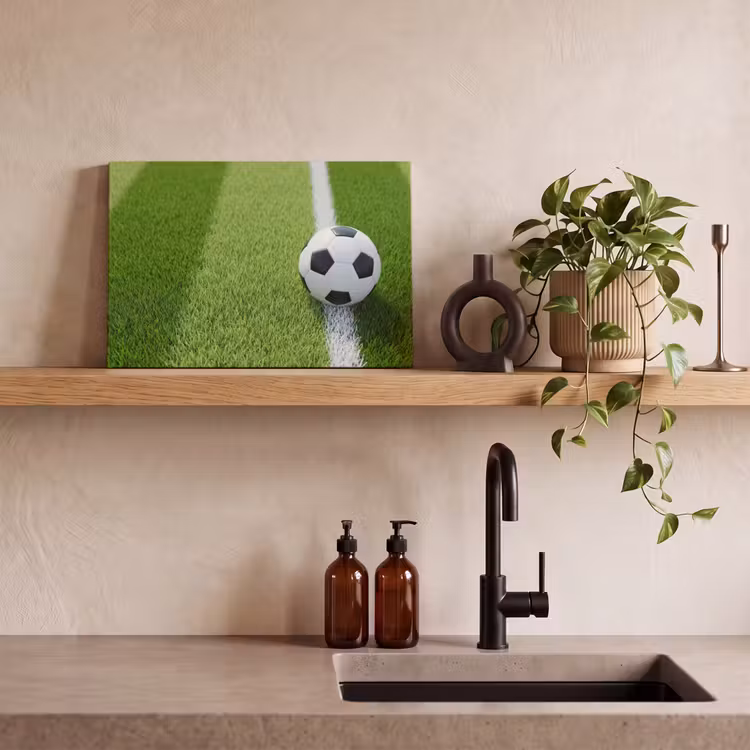 Voetbal - Grasveld - Sport - Groen canvas 2cm klein -sfeer3