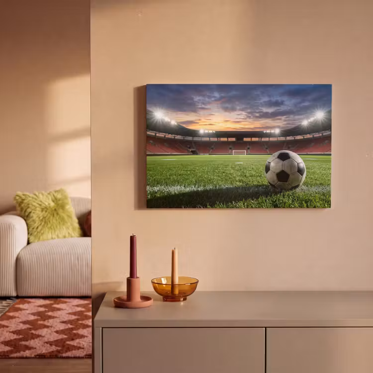 Voetbal - Stadion - Sport - Groen canvas 2cm klein -sfeer1
