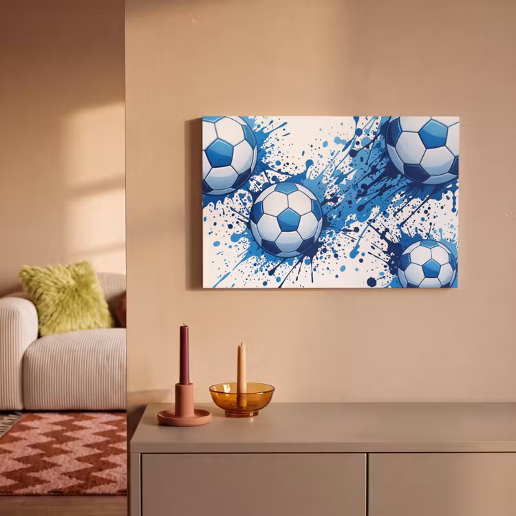 Voetballen - Verf - Sport - Blauw canvas 2cm klein -sfeer1