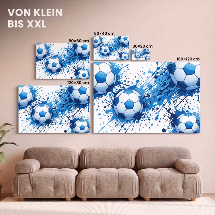 Voetballen - Verf - Sport - Blauw canvas 2cm klein -Xsfeer8_DE