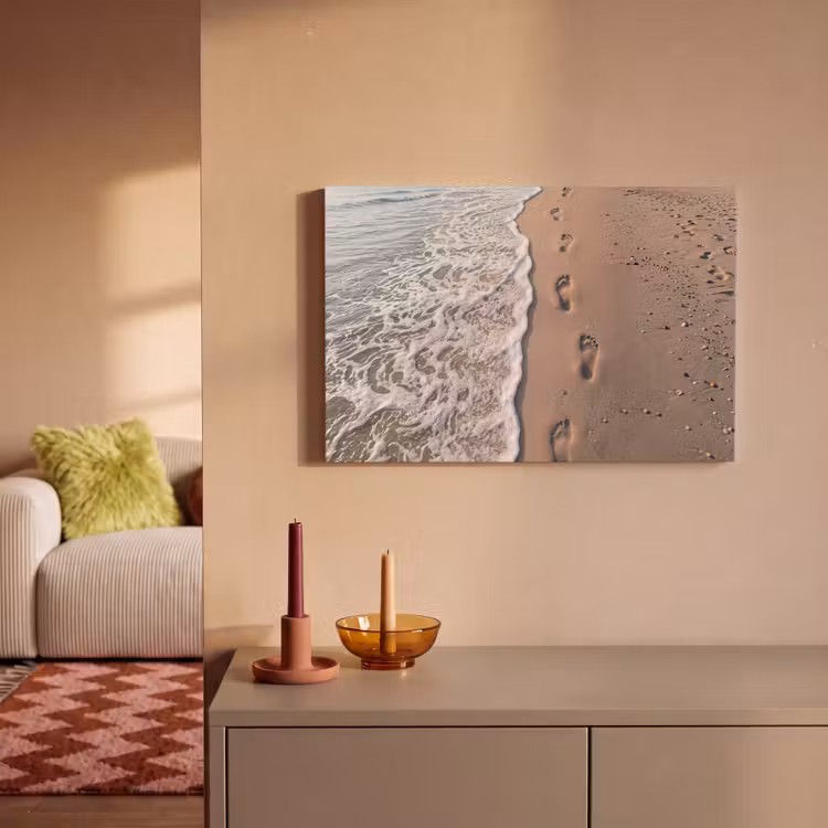 Voetstappen - Vloedlijn - Zee canvas 2cm klein -sfeer1
