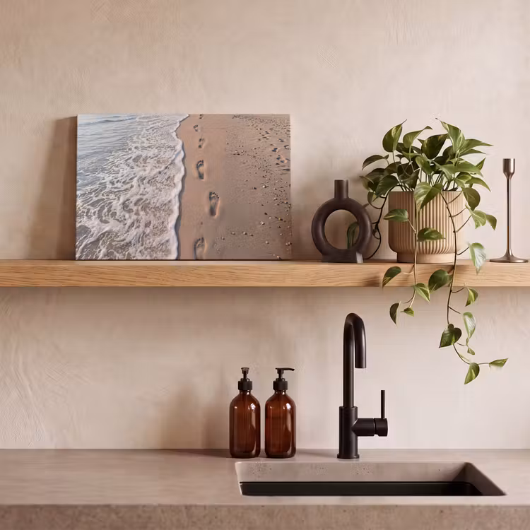 Voetstappen - Vloedlijn - Zee canvas 2cm klein -sfeer3