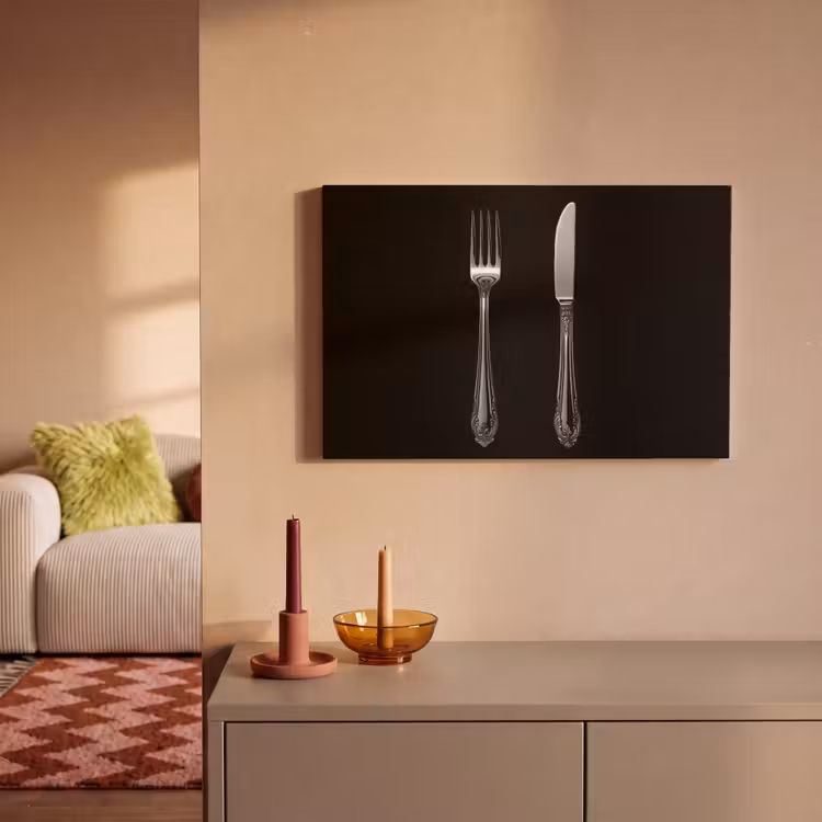 Vork - Mes - Zilver canvas 2cm klein -sfeer1