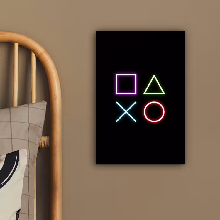 Gaming - Neon - Console - Zwart - Controller - Gamen canvas 2cm klein -closeup_print_DE