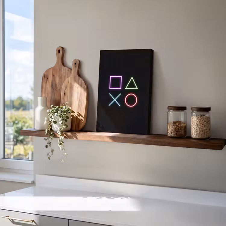 Gaming - Neon - Console - Zwart - Controller - Gamen canvas 2cm klein -uniquesellingpoint_afwerking-onlywow_DE