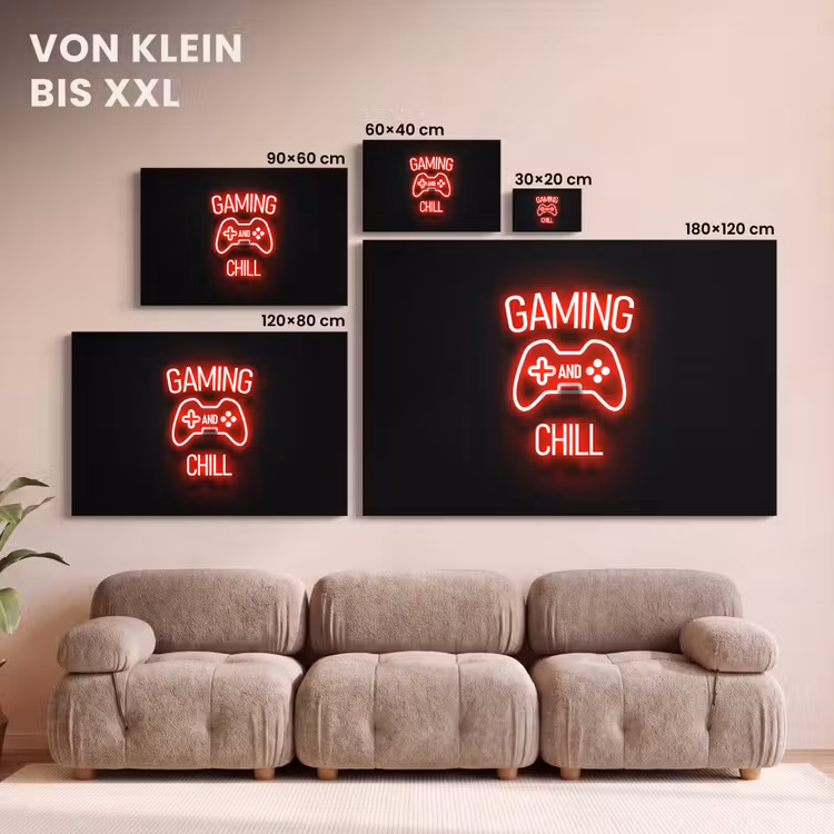 Gaming - Quotes - Gaming and chill - Neon - Rood canvas 2cm klein -Xsfeer8_DE
