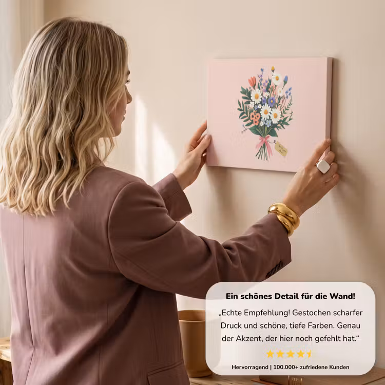 Margrieten - Boeket - Strikje - Roze canvas 2cm klein -Xsfeer7_DE
