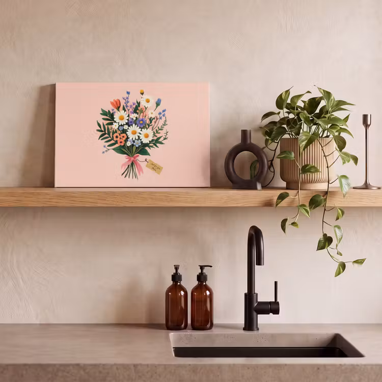 Margrieten - Boeket - Strikje - Roze canvas 2cm klein -sfeer3