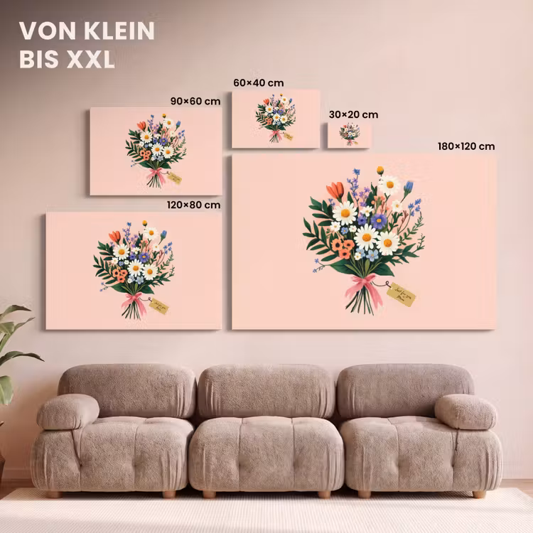 Margrieten - Boeket - Strikje - Roze canvas 2cm klein -Xsfeer8_DE