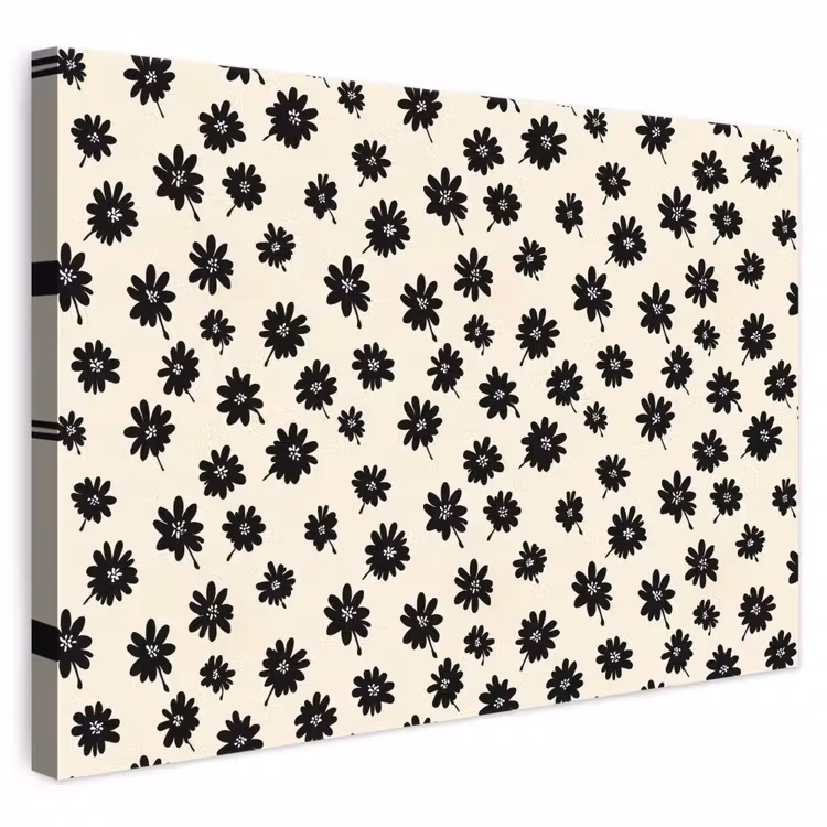 Madeliefjes - Grafisch - Zwart - Beige canvas 2cm klein 34 -3d