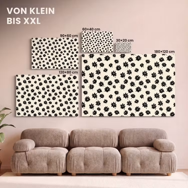 Madeliefjes - Grafisch - Zwart - Beige canvas 2cm klein 34 -Xsfeer8_DE