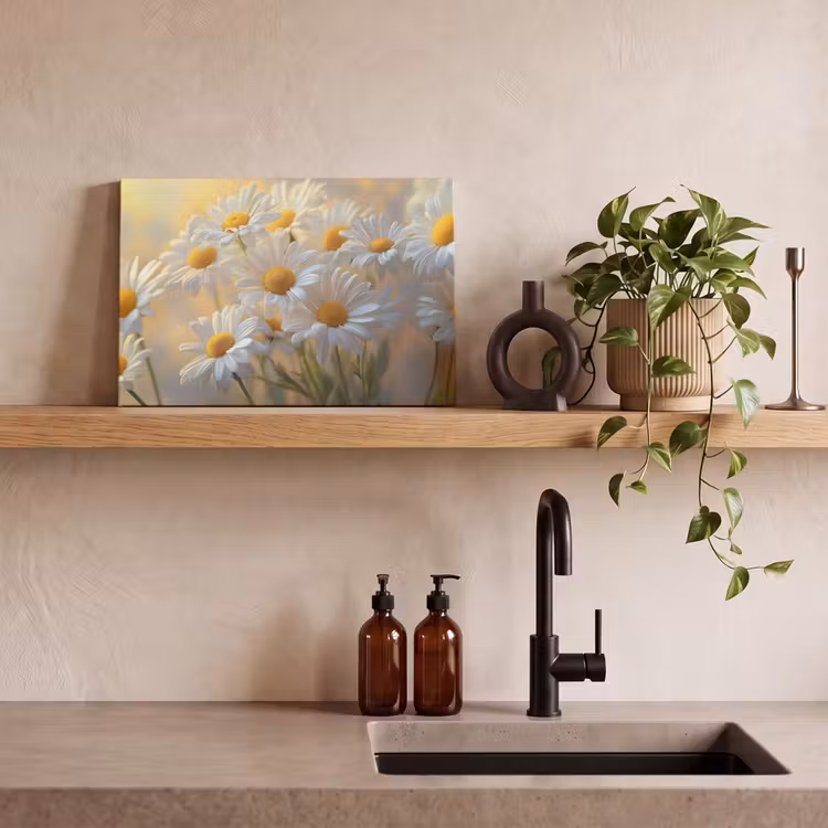 Madeliefjes - Wit - Zonlicht canvas 2cm klein -sfeer6