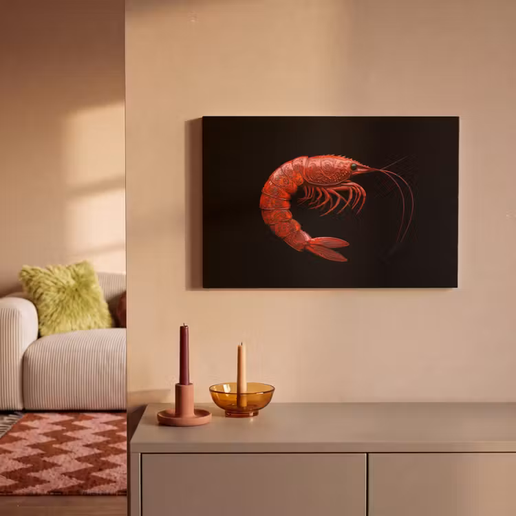 Garnaal - Rood - Dieren canvas 2cm klein -sfeer1