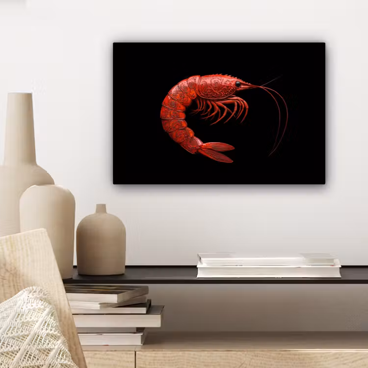 Garnaal - Rood - Dieren canvas 2cm klein -sfeer6
