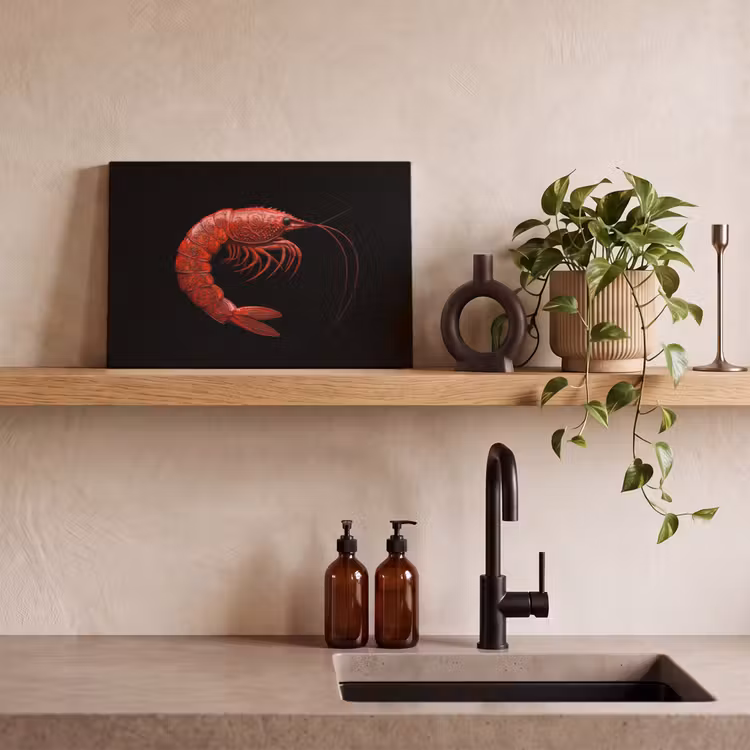 Garnaal - Rood - Dieren canvas 2cm klein -closeup_print_DE
