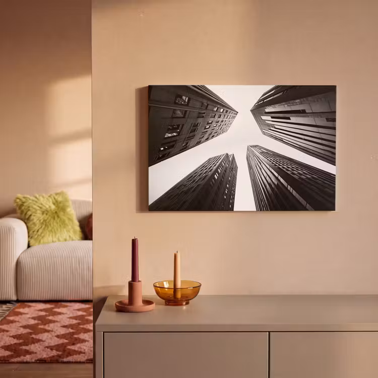 Gebouwen - Lucht - Zwart canvas 2cm klein -sfeer1