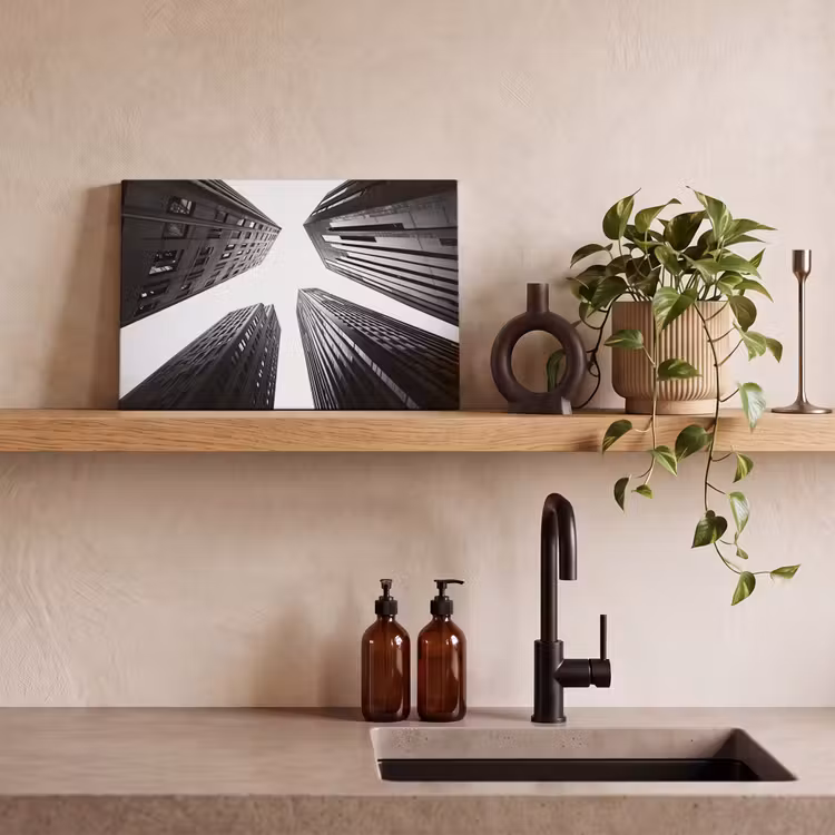 Gebouwen - Lucht - Zwart canvas 2cm klein -sfeer6