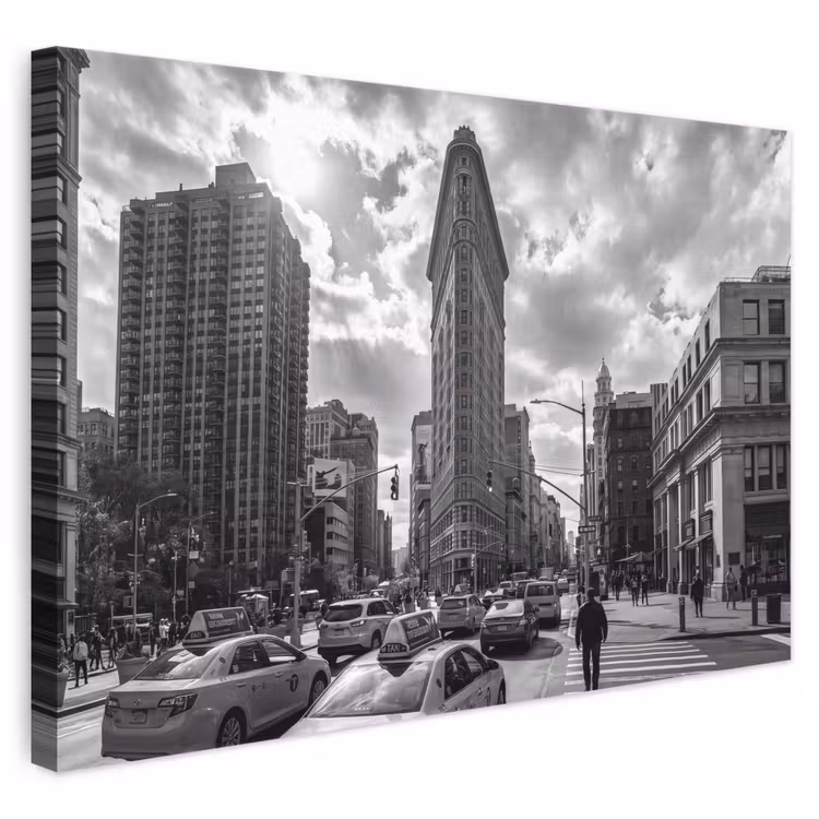 Gebouw - Hoogbouw - Stad - Architectuur - Zwart-wit canvas 2cm klein -3d
