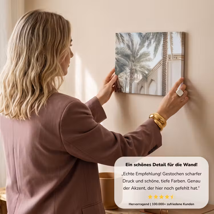 Gebouw - Palmbomen - Beige - Zon canvas 2cm klein -sfeer3