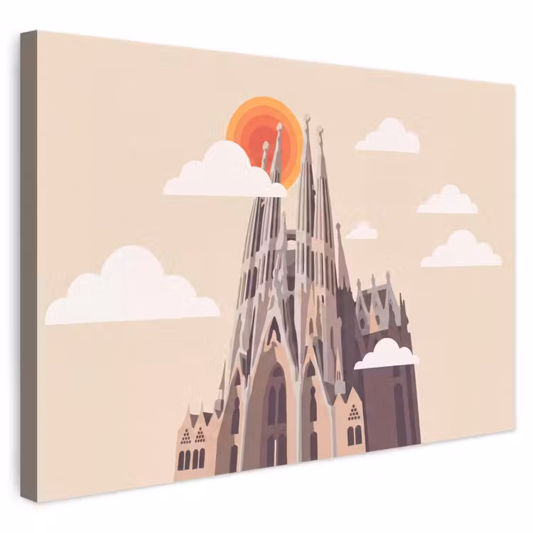 Gebouw - Torens - Architectuur - Abstract - Zonsondergang canvas 2cm klein -3d