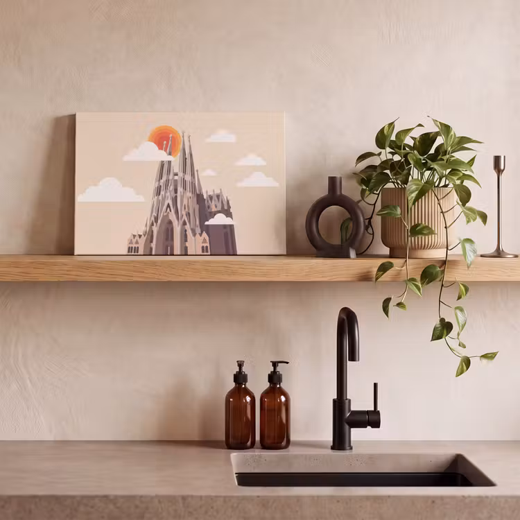 Gebouw - Torens - Architectuur - Abstract - Zonsondergang canvas 2cm klein -sfeer3