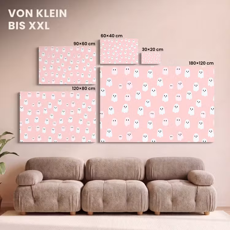 Spookjes - Patroon - Roze canvas 2cm klein 34 -Xsfeer8_DE