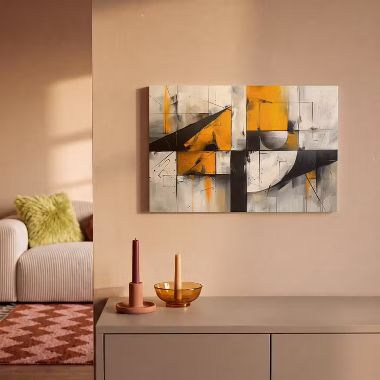 Geel - Abstract - Modern - Vormen canvas 2cm klein -sfeer1