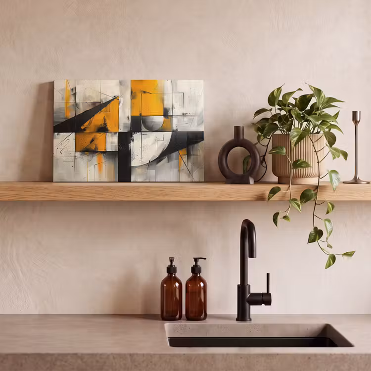 Geel - Abstract - Modern - Vormen canvas 2cm klein -sfeer3
