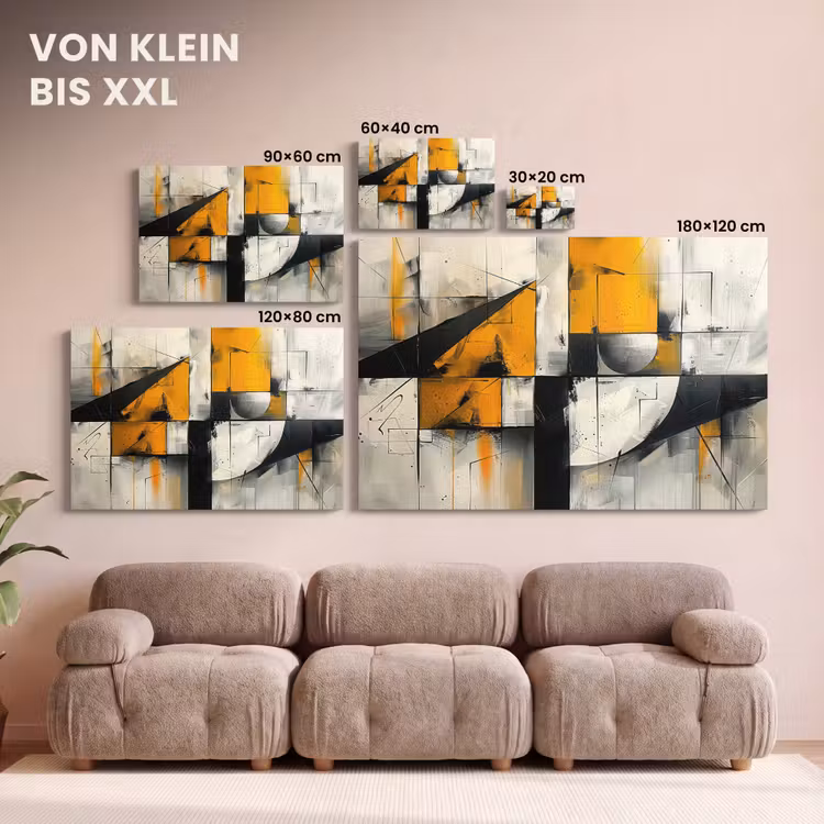 Geel - Abstract - Modern - Vormen canvas 2cm klein -Xsfeer8_DE