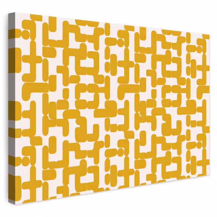Geel - Beige - Patroon canvas 2cm klein 34 -3d