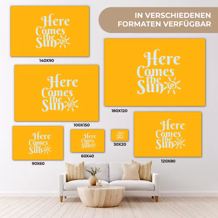 Geel - Blauw - Here comes the sun canvas 2cm klein -Xsfeer8_DE