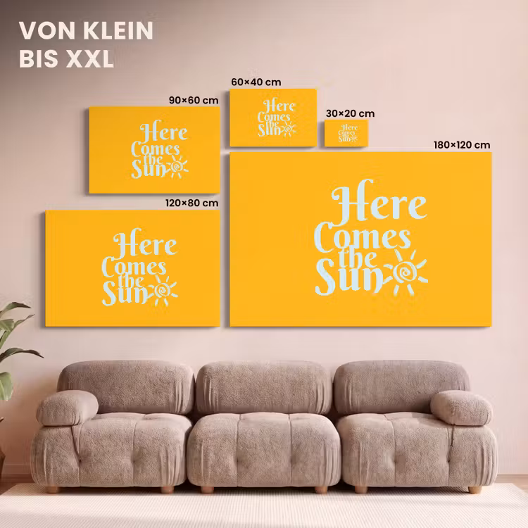 Geel - Blauw - Here comes the sun canvas 2cm klein -Xsfeer8_DE