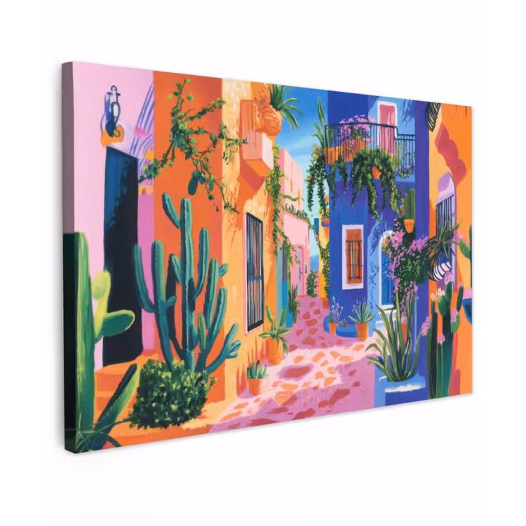 Geel - Blauw - Oranje - Huis canvas 2cm klein -z3d